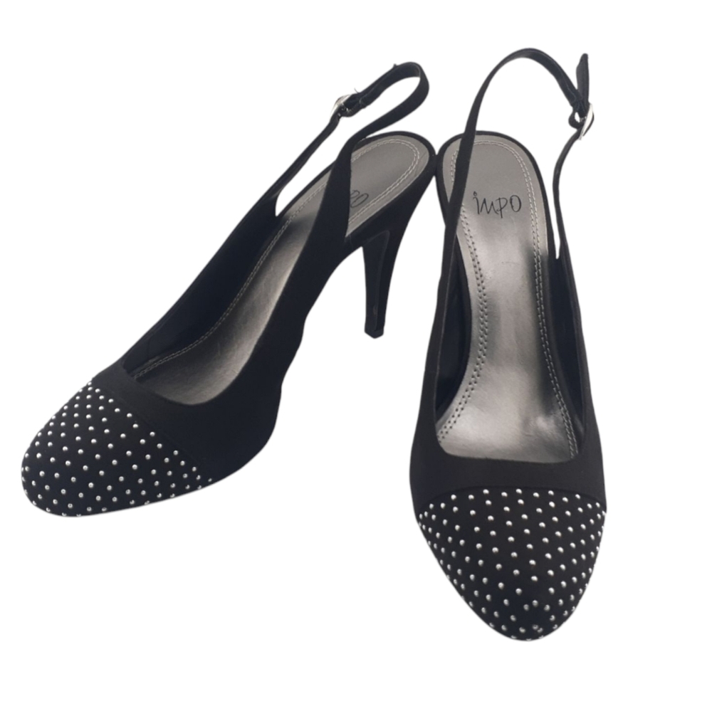 IMPO Women's Black Studded Slingback Heels Size 9M